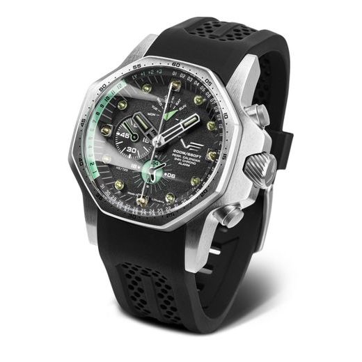 SILIKONOVÝ ŘEMÍNEK VOSTOK EUROPE PRO ATOMIC AGE - ČERNÝ/LESKLÁ SPONA - ŘEMÍNKY - OSTATNÍ