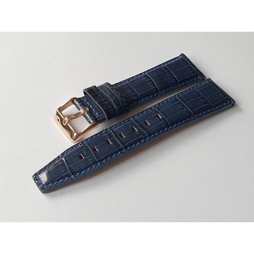 KOŽENÝ ŘEMÍNEK VOSTOK EUROPE CROCO PRO GAZ 14 LIMOUSINE 6S21-565B596 - 23 MM/MODRÝ/ZLATÁ SPONA - ŘEMÍNKY - OSTATNÍ