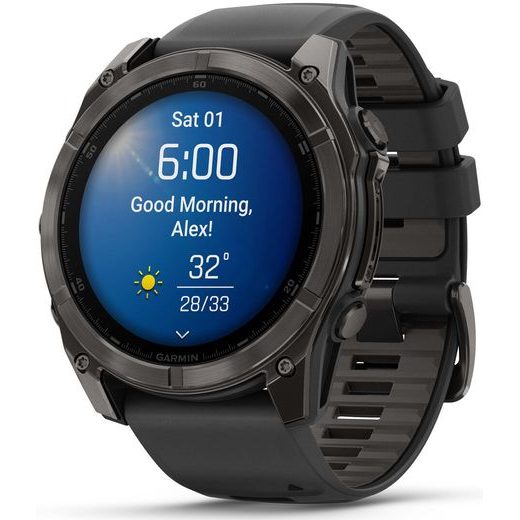 GARMIN FENIX® 8 – 51 MM, AMOLED SAPPHIRE, CARBON GREY DLC WITH BLACK/GREY SILICONE STRAP 010-02905-21 - FENIX 8 51MM - BRANDS