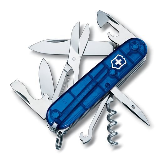 NŮŽ VICTORINOX CLIMBER TRANSPARENTNÍ MODRÁ 1.3703.T2B1 - POCKET KNIVES - ACCESSORIES