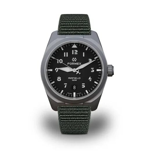 FORMEX AIRFIELD AUTOMATIC JET BLACK KHAKI GREEN NYLON-VELCRO 0661.1.6526.877 - FIELD AUTOMATIC - MĂRCI