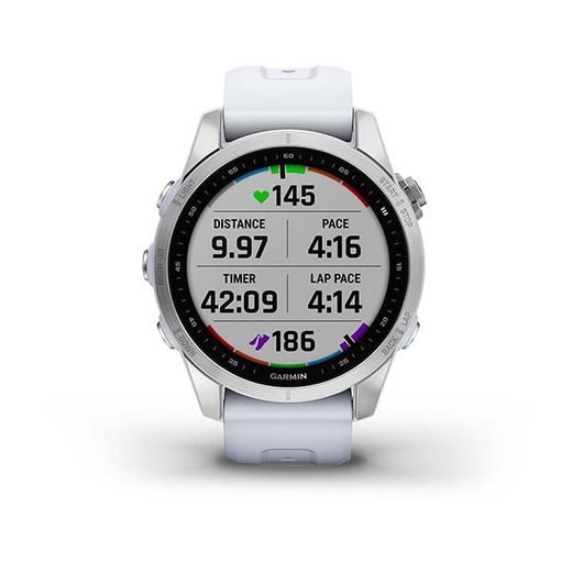 GARMIN FENIX 7S PRO GLASS SILVER / WHITE SILICONE BAND - 010-02539-03 - GARMIN - BRANDS