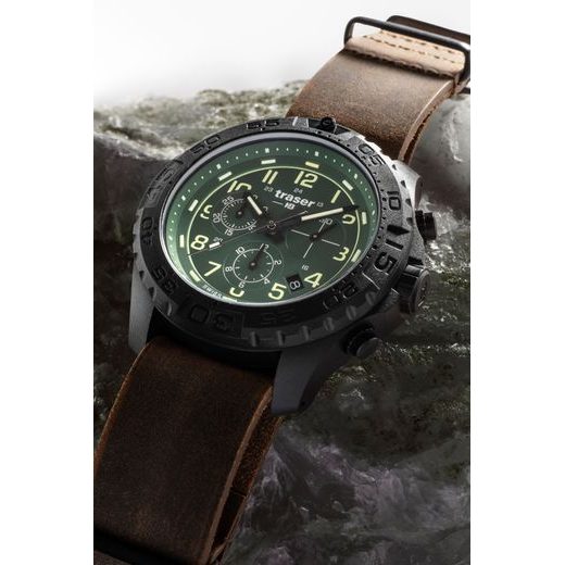 TRASER P96 OUTDOOR PIONEER EVOLUTION CHRONO GREEN LEATHER - SPORT - BRANDS