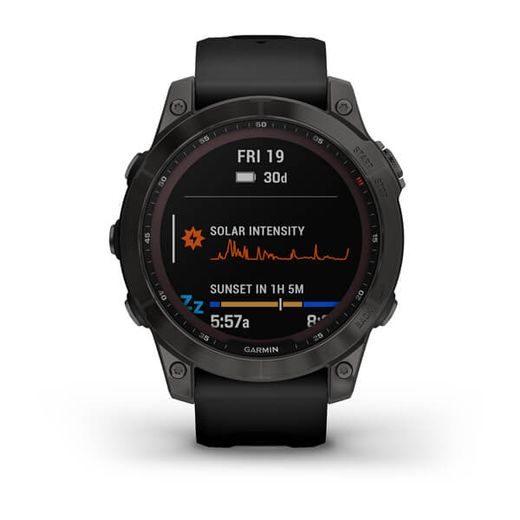 GARMIN FENIX 7 SAPPHIRE SOLAR TITAN CARBON GRAY/BLACK SILICONE BAND - 010-02540-21 - FENIX 7 - BRANDS