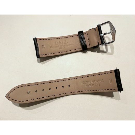 ŘEMÍNEK KOŽENÝ BALL ČERNÝ KROKODÝL 20 MM - ŘEMÍNKY - OSTATNÍ