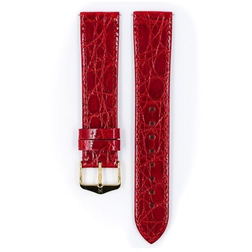 ŘEMÍNEK HIRSCH GENUINE CROCO 1 - ČERVENÝ, LESK - STRAPS - ACCESSORIES