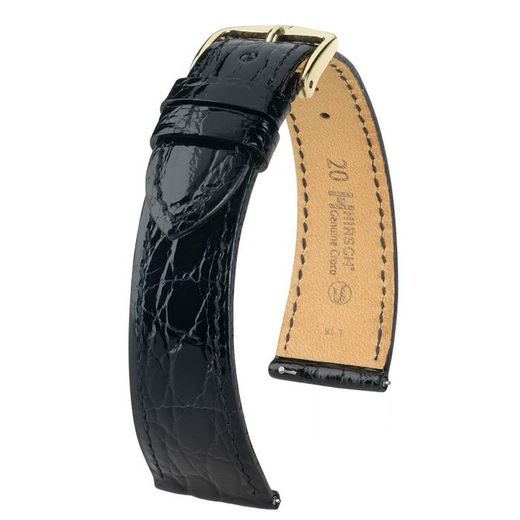 ŘEMÍNEK HIRSCH GENUINE CROCO 1 - ČERNÝ, LESK - STRAPS - ACCESSORIES