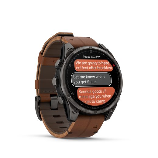 GARMIN FĒNIX® 8 PRO – 47 MM, AMOLED SAPPHIRE, CARBON GREY DLC TITANIUM WITH CHESTNUT LEATHER STRAP 010-03198-40 - FENIX 8 PRO 47MM - BRANDS