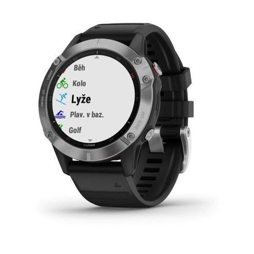 GARMIN FENIX6 GLASS, SILVER/BLACK BAND 010-02158-00 - GARMIN - ZNAČKY