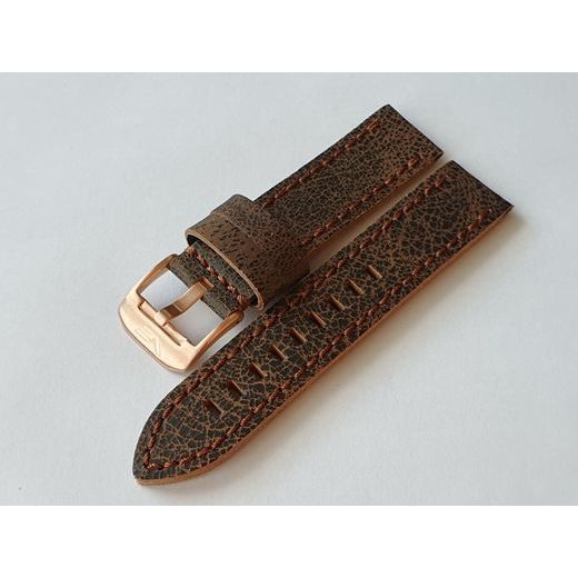 VINTAGE KOŽENÝ ŘEMÍNEK VOSTOK EUROPE PRO MODELY ALMAZ - HNĚDÝ/MĚDĚNÁ SPONA - ŘEMÍNKY - OSTATNÍ