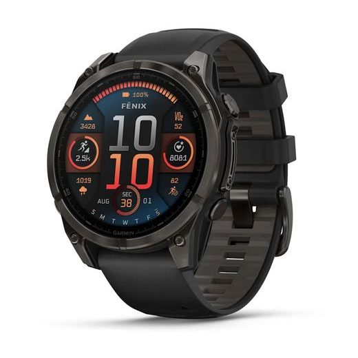 FENIX® 8 – 47 MM, AMOLED SAPPHIRE, CARBON GREY DLC TITANIUM S BLACK/GRAY SILIKONOVÝM ŘEMÍNKEM 010-02904-21 - FENIX 8 47MM - ZNAČKY