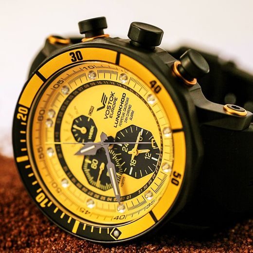 VOSTOK EUROPE LUNOCHOD-2 MULTIFUNCIONAL LINE YM86/620C504 - BLACK RUBBER STRAP - LUNOCHOD-2 - BRANDS