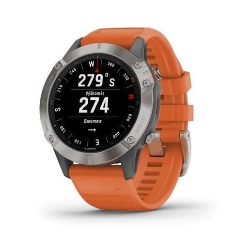 GARMIN FENIX6 PRO SAPPHIRE, TITANIUM/ORANGE BAND (MAP/MUSIC) 010-02158-14 - GARMIN - ZNAČKY