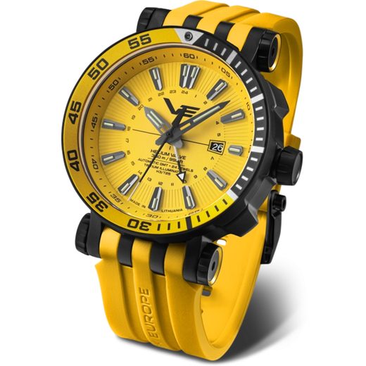 VOSTOK EUROPE ENERGIA ROCKET AUTOMATIC GMT NH34-575C719 - ŽLUTÝ GUMOVÝ ŘEMÍNEK - ENERGIA ROCKET - ZNAČKY