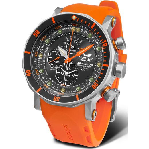 VOSTOK EUROPE LUNOCHOD-2 MULTIFUNCIONAL LINE YM86-620A506 (+ ORANŽOVÝ GUMOVÝ ŘEMÍNEK) - LUNOCHOD-2 - ZNAČKY