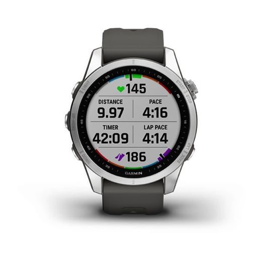 GARMIN FENIX 7S PRO GLASS SILVER / GRAPHITE SILICONE BAND - 010-02539-01 - FENIX 7S - BRANDS