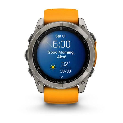 GARMIN FENIX® 8 – 51 MM, AMOLED SAPPHIRE, TITANIUM S ORANGE/GRAPHITE SILIKONOVÝM ŘEMÍNKEM 010-02905-11 - FENIX 8 51MM - ZNAČKY