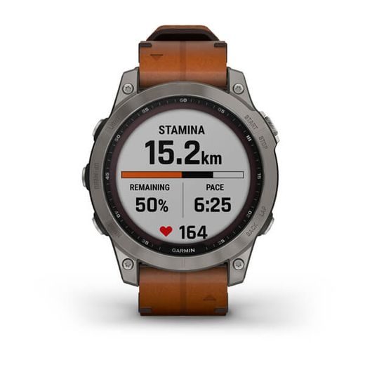 GARMIN FENIX 7 PRO SAPPHIRE SOLAR STYLE TITAN BROWN LEATHER BAND 010-02540-31 - GARMIN - BRANDS