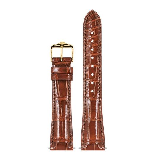 ŘEMÍNEK HIRSCH LONDON ALLIGATOR - ZLATOHNĚDÝ, LESK - ŘEMÍNKY - OSTATNÍ