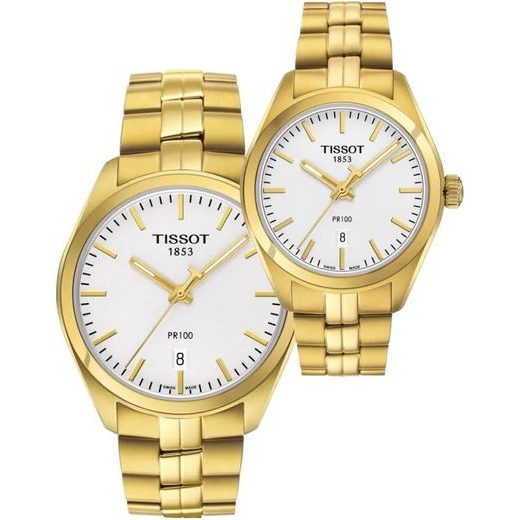 SET TISSOT PR 100 QUARTZ T101.410.33.031.00 A T101.210.33.031.00 - HODINKY PRO PÁRY - HODINKY