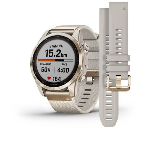 GARMIN FENIX 7S PRO SAPPHIRE SOLAR STYLE ,TITAN CREAM GOLD/ CREAM NYLON BAND - 010-02539-39 - FENIX 7S - ZNAČKY