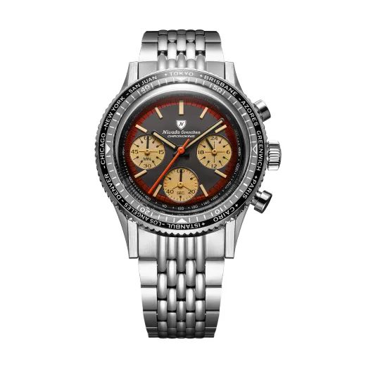 NIVADA GRENCHEN CHRONOKING RACING BLACK AMBER - INTER. BEZEL - CHRONOMASTER - BRANDS