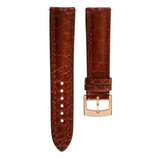 KOŽENÝ ŘEMÍNEK BIATEC Z PRAVÉHO KROKODÝLA | SVĚTLE HNĚDÝ - 20 MM - STRAPS - ACCESSORIES