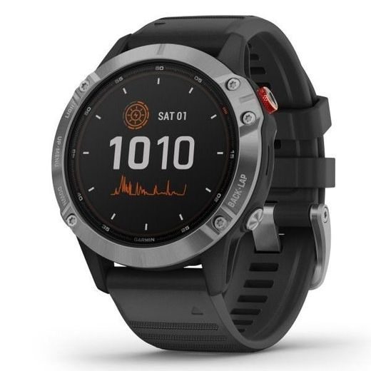 GARMIN FENIX6 SOLAR, SILVER/BLACK BAND 010-02410-00 - GARMIN - BRANDS