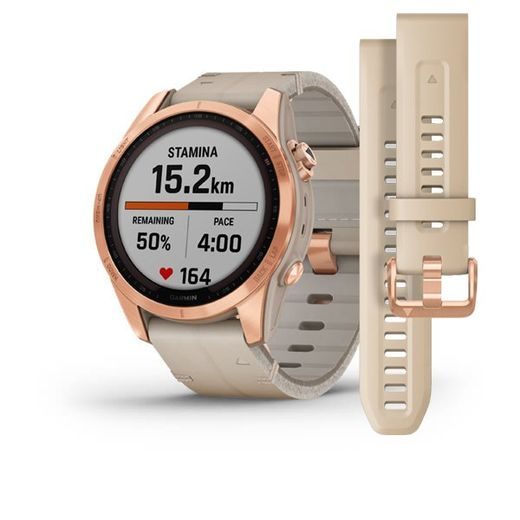 GARMIN FENIX 7S PRO SAPPHIRE SOLAR TITAN ROSE GOLD/ LIMESTONE LEATHER BAND - 010-02539-35 - FENIX 7S - BRANDS