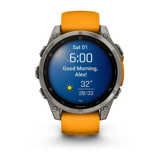 GARMIN FENIX® 8 – 47 MM, AMOLED SAPPHIRE, TITANIUM S ORANGE/GRAPHITE SILIKONOVÝM ŘEMÍNKEM 010-02904-11 - FENIX 8 47MM - ZNAČKY