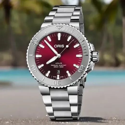 ORIS AQUIS DATE RELIEF CHERRY DIAL 43,5 MM 01 733 7730 4158-07 8 24 05PEB - AQUIS - ZNAČKY