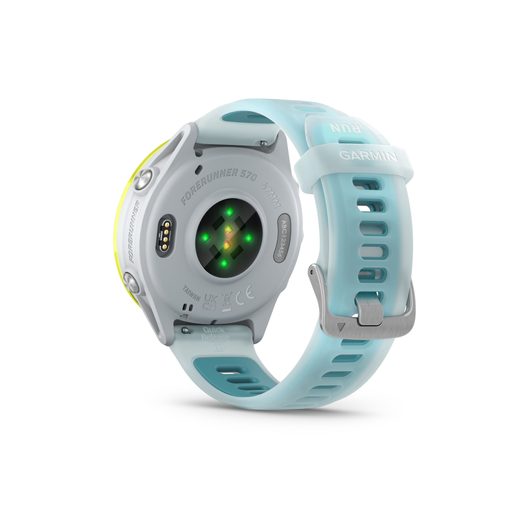 FORERUNNER® 570 - 47MM AMP YELLOW ALUMINUM BEZEL, TRANSLUCENT WHITESTONE/TURQUOISE STRAP 010-02971-01 - FORERUNNER 570 - BRANDS