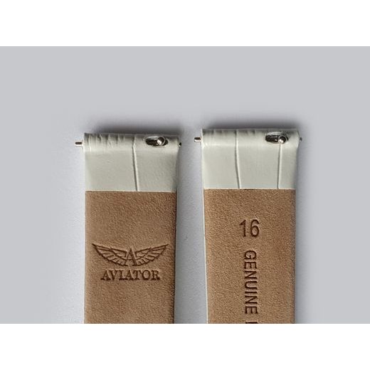 WHITE LEATHER STRAP AVIATOR FOR DOUGLAS MOONFLIGHT V.1.33.0.250.4 - SHINY BUCKLE - STRAPS - ACCESSORIES