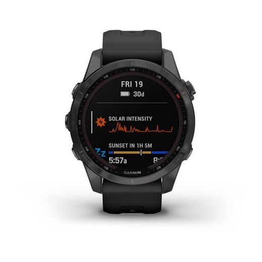 GARMIN FENIX 7S PRO SAPPHIRE SOLAR TITAN CARBON GRAY/ BLACK SILICONE BAND - 010-02539-25 - FENIX 7S - BRANDS