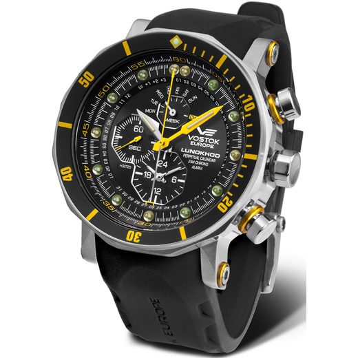 VOSTOK EUROPE LUNOCHOD-2 MULTIFUNCIONAL LINE YM86-620A505 - ČERNÝ GUMOVÝ ŘEMÍNEK - LUNOCHOD-2 - ZNAČKY