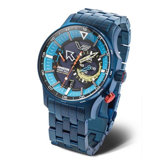 OCELOVÝ NÁRAMEK VOSTOK EUROPE PRO EXPEDITION NORTH POLE SOLAR - MODRÉ PVD - ŘEMÍNKY - OSTATNÍ