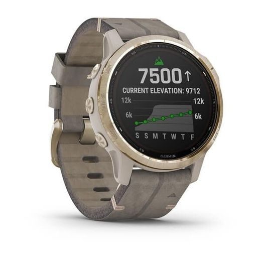 GARMIN FENIX6S PRO SOLAR, LIGHTGOLD/SUEDE BAND (MAP/MUSIC) 010-02409-26 - GARMIN - BRANDS