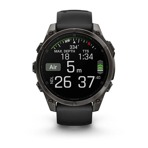 GARMIN FENIX® 8 – 47 MM, AMOLED SAPPHIRE, CARBON GREY DLC TITANIUM S BLACK/GRAY SILIKONOVÝM ŘEMÍNKEM 010-02904-21 - FENIX 8 47MM - ZNAČKY