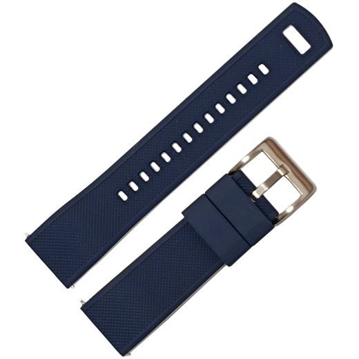 SILICONE STRAP, BLUE/WHITE WITH SILVER BUCKLE - STRAPS - ACCESSORIES