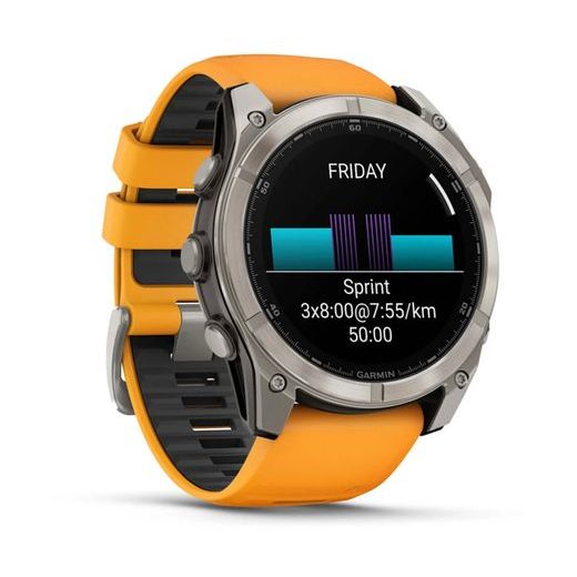 GARMIN FENIX® 8 – 51 MM, AMOLED SAPPHIRE, TITANIUM S ORANGE/GRAPHITE SILIKONOVÝM ŘEMÍNKEM 010-02905-11 - FENIX 8 51MM - ZNAČKY