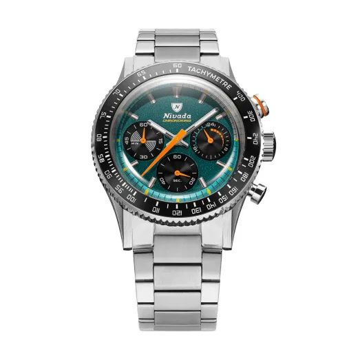 NIVADA GRENCHEN CHRONOKING MECAQUARTZ RACING GREEN - INTER. BEZEL - CHRONOMASTER - ZNAČKY