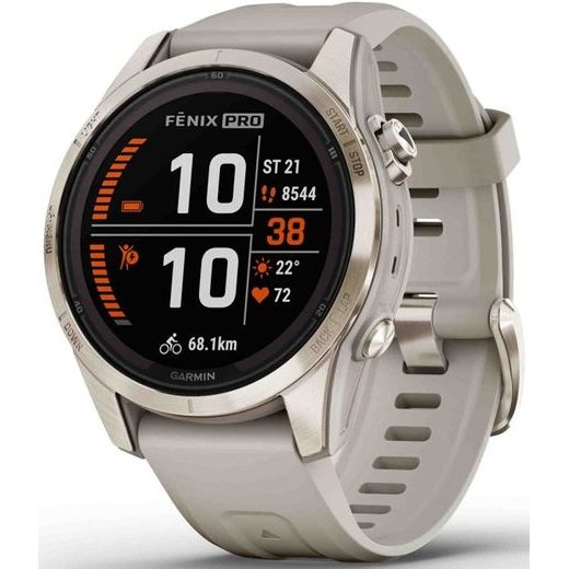 GARMIN FĒNIX 7S PRO SAPPHIRE SOLAR EDITION SOFT GOLD / LIGHT SAND BAND - 010-02776-15 - FENIX 7S - BRANDS