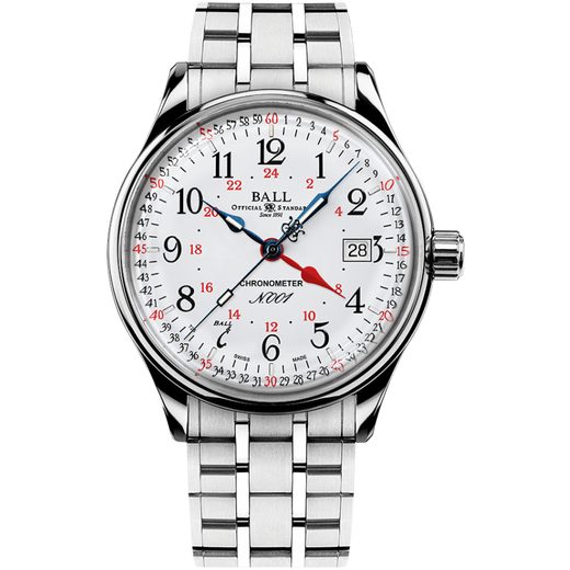 BALL TRAINMASTER STANDARD TIME GMT COSC (40MM) NM3888D-S5CJ-WH - TRAINMASTER - ZNAČKY