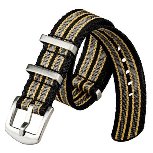 STRAP NATO SPORTS STRIPES BLACK-YELLOW-GREY - STRAPS - ACCESSORIES