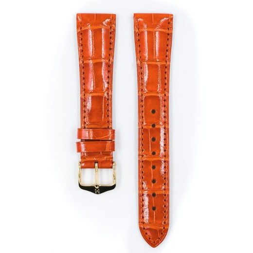 ŘEMÍNEK HIRSCH LONDON 1 ALLIGATOR - ORANŽOVÝ, LESK - STRAPS - ACCESSORIES