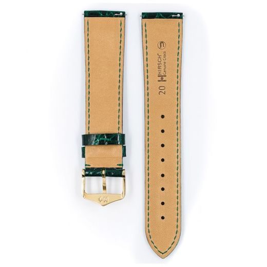 ŘEMÍNEK HIRSCH GENUINE CROCO 1 - TMAVĚ ZELENÝ, LESK - STRAPS - ACCESSORIES