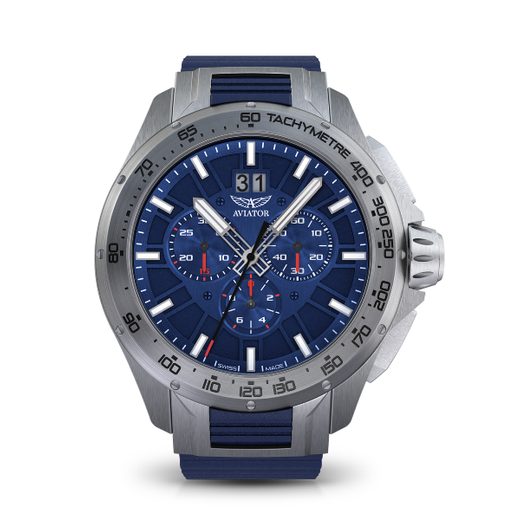 MODRÝ SILIKONOVÝ ŘEMÍNEK AVIATOR PRO MIG-35 M.2.19.0.133.6 - STŘÍBRNÁ SPONA - ŘEMÍNKY - OSTATNÍ