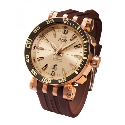 SILIKONOVÝ ŘEMÍNEK VOSTOK EUROPE PRO ENERGIA NH35-575B281 - HNĚDÝ/ZLATÁ SPONA - ŘEMÍNKY - OSTATNÍ