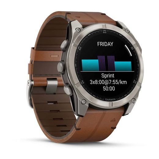 GARMIN FENIX® 8 – 51 MM, AMOLED SAPPHIRE, TITANIUM / BROWN LEATHER BAND 010-02905-40 - FENIX 8 51MM - ZNAČKY