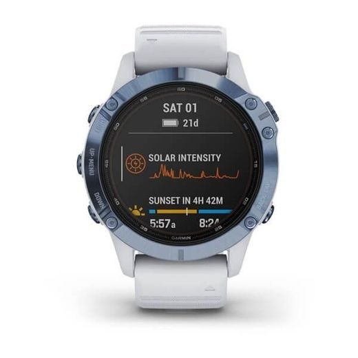 GARMIN FENIX6 PRO SOLAR, TITANIUM BLUE/WHITE BAND (MAP/MUSIC) 010-02410-19 - GARMIN - ZNAČKY